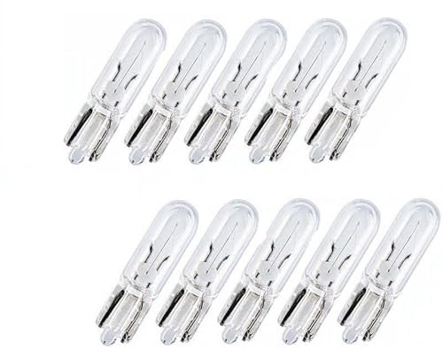 INION 10x Stück W1.2W T5 1.2W KFZ Auto Beleuchtung Glühlampe Glassockellampe Glühbirne Soffitte Autolampen