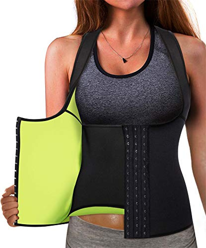 CHUMIAN Gilet de Sudation pour Femme Sauna Sport Gaine Amincissante Débardeur Minceur Ventre Plat Fitness Waist Trainer (Noir, XXL)