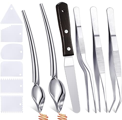 Patelai 12 Pcs Chef Plating Tools, Culinary Tweezer, Drizzle Spoon, Spatula