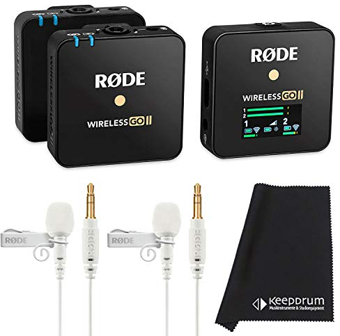 Rode Wireless GO II 2-Kanal Mikrofon-Funksystem + 2X Lavalier GO Weiß + keepdrum Mikrofasertuch