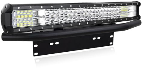 PICAA Barre Lumineuse de Travail à LED, 59 cm 23 Pouces 324W Rampe LED 4x4 | avec Support de Montage de Plaque D'immatriculation, pour Voiture Camion Tracteur Offroad ATV SUV