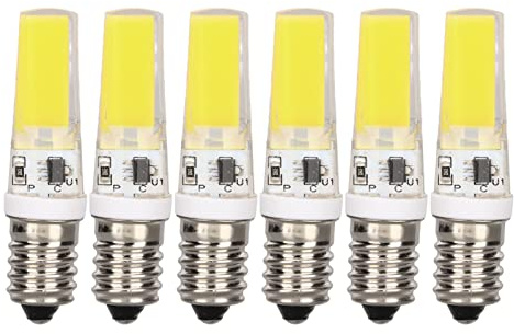 LED-glödtråd Flame Candle Light Small Edison Screw E14,6PCS E14 COB Lamp Bulb Mini 360 Graders Belysning Värmsänkande Silikon Anti-bländning för Ljuskrona Takljus (Vitt ljus)