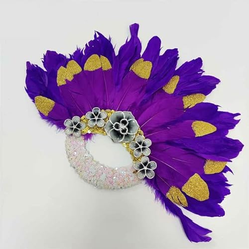 SHEYLE Rose Rot Frauen Hochzeit Party Dekoration Federn Fan Faltbare Hand Fan Palace Dekorative Fan Für Dame Tanz Requisiten Feder Fans-wie bild