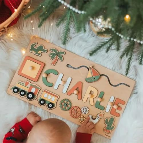 Puzzle Personnalisé Prenom,Puzzle Personnalisés Bebe,Puzzles Bebes 1 an,Puzzles Bois pour Bebe Les Tout-Petits Enfants Cadeaux De Bébé Personnalisée Jouets d'apprentissage Précoce pour Bébé Garçon ﻿