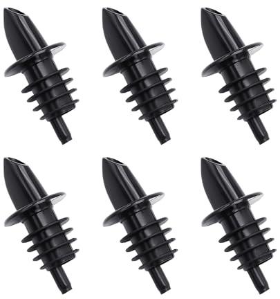 6 vertedores de vino de plástico blando, para botellas de licores, aceites, vinagre, dispensador de agua para botellas selladas de goma (negro)