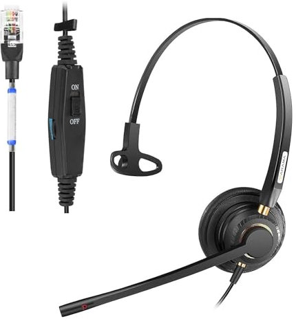 Arama Landline Telephone Headset with Microphone Noise Cancelling, RJ9 Phone Headset Work for Grandstream GXP1620 Yealink T41S T46S T48S T21P T23G Avaya 1608 1616 9608 Snom 300 Call Centre Office