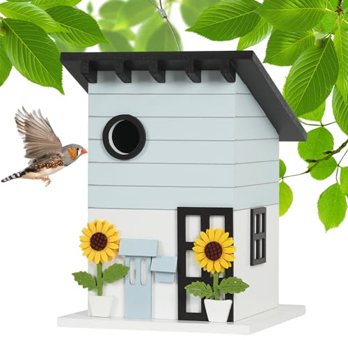JUJOYBD Deko Vogelhaus zum Aufhängen - Nistkasten im Landhausstil für kleine Vögel, dekoratives Vogelhäuschen für Garten, Balkon & Terrasse mit 33mm Einflugloch