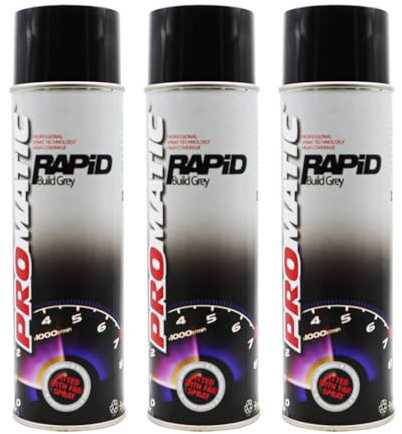 PROTOUCH 3x Promatic Rapid Build Grey Spray Aerosol Primer Filler, 500ml, Flexible Coating, Corrosion Protection