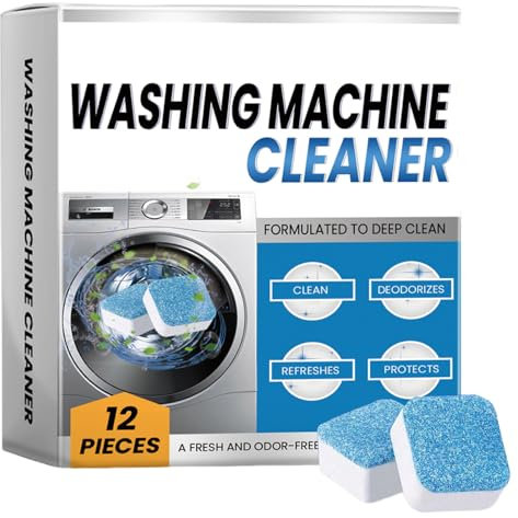 Pulizia Profonda Della Lavatrice, Confezione Da 12,Detergente Per Lavatrice,Pastiglie Per La Pulizia Profonda,Pulisce L'interno Del Cestello E La Guarnizione Della Vasca Della Biancheria (12 pezzi)