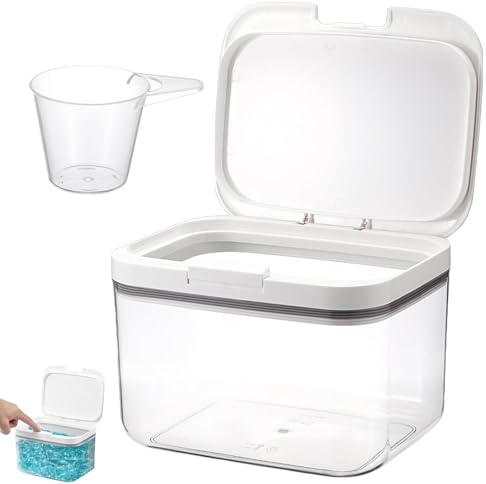 Waschmittel Aufbewahrung, 2,8L Aufbewahrungsbox mit Deckel, Waschpulverbehälter mit luftdichtem Deckel, Aufbewahrungsbox Schnappverschlüsse, Wiederverwendbar Transparente Box, für Waschpulver