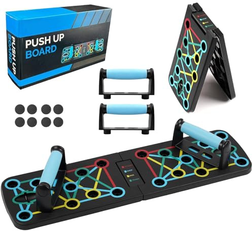 17 en 1 Planche de Push-Up Pliable avec Poignée pour Entraînement Musculaire Efficace Pour Hommes Support de Pompes (Noir)