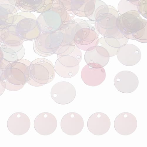 sourcing map Paillettes Rotonde Piatte, 600 Pezzi 10mm/0,4 Pollici Paillettes Sfuse AB Trasparenti per Artigianato e Cucito con Foro su Un Lato per Fai da Te, Ricamo su Abbigliamento, Creazione di