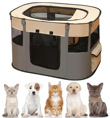 Parc pour chiots et animaux - 90 x 70 x 58 cm - Enclos pour chiens, chats, lapins et petits animaux - Intérieur et extérieur