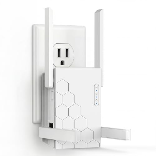 WiFi Extender Signal Booster Dual Band 5.8GHz&2.4GHz, WiFi Booster for Home Covers Up to 10200 Sq.ft and 45 Devices, Wireless Signal Amplifier 1200Mbps WiFi Repeater w/Ethernet Port, 1-Tap Setup