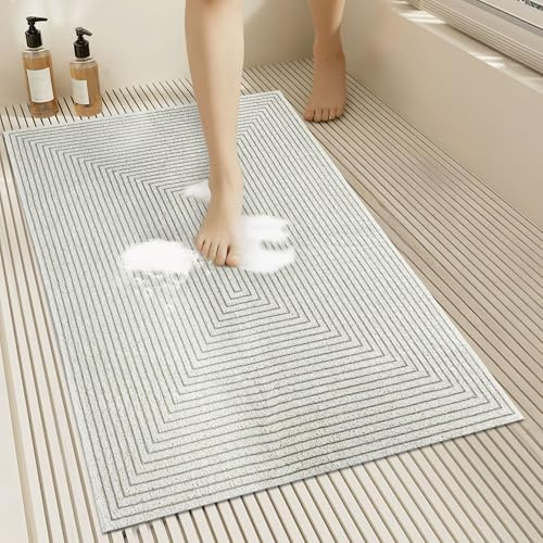 Tappetino da doccia, antiscivolo, antiscivolo, per vasca da bagno, in morbido PVC, antiscivolo, per doccia, per zone umide, ad asciugatura rapida (bianco, 60 x 120 cm)