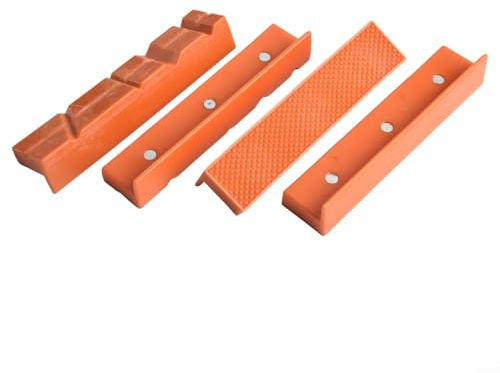 Almohadillas magnéticas para tornillo de banco de 4 y 6 pulgadas, suaves con imanes integrados, material de goma PPT, naranja, tejido liso y forma de V, paquete de 4 (5 pulgadas naranja)