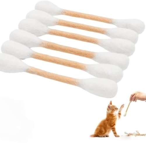 Nivofu 6 Pièces Coton Tige XL Jouet Chat Interactif en Bois Naturel (17cm) avec Matatabi pour Chat et Herbe à Chat - Jouet Anti Ennui Chat pour Jeux Chat Appartement et Soins Dentaires