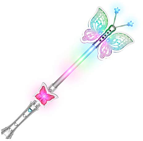 FlashingBlinkyLights Light Up LED Pretty Butterfly Fairy Wand for Girls