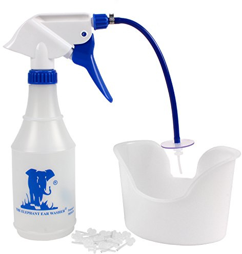 Doctor Easy Elephant Ear Washer Bottle System - Ear Wax Remover with Basin and 20 Extra Disposable Tips