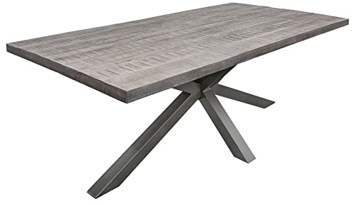invicta INTERIOR Massiver Industrial Esstisch Galaxie 200cm grau Mangoholz sternenförmiges Gestell Massivholz Holztisch Tisch