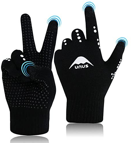 Handschuhe Kinder Winter Jungen Mädchen 1 Paar Schwarz Strickhandschuhe Alter 5-11 Unisex Touchscreen Gloves Laufen Warm RadfahrenHandschuhe Sport Fahrrad Fußball Täglich