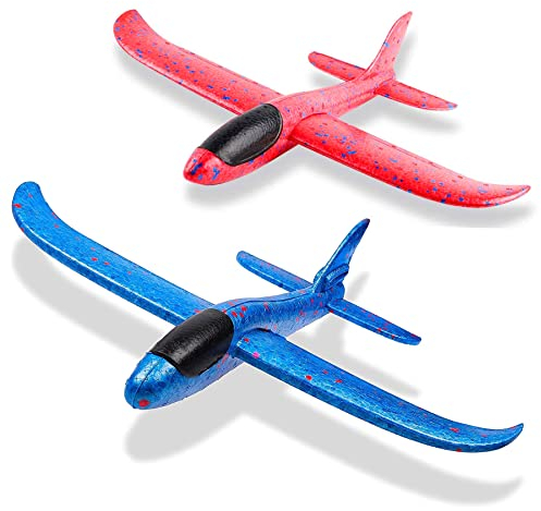2 Stück Styroporflieger - Manuelles werfen und werfen Segelflugzeug - Schaum Flugzeug Spielzeug für Kinder - Outdoor Sport Spielzeug