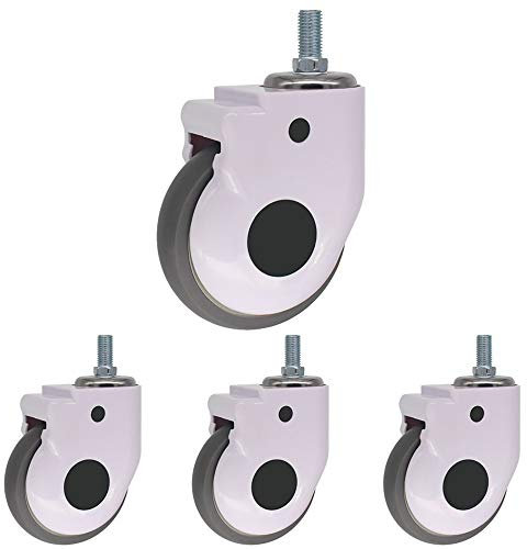 YJDQJL 4 Rotelle/Rotelle con Stelo Filettato, Rotelle Girevoli Silenziose 3/4 / 5inTPR / Rotelle con Freno, per Apparecchiature Mediche, Carrelli/A / 100 millimetri