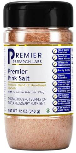 Premier Research Labs Pink Salt - Hawaiian Red Alaea Sea Salt Blend for Food, Cooking, and Eating - Flaky, Unrefined, and Additive-Free, 12 oz