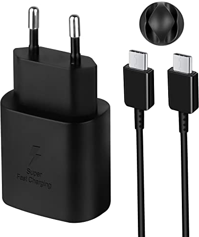 25W USB C Schnellladegerät, Superschnelles Ladegerät Typ C mit 1,5 m langem Android-Handy-Ladekabel für Samsung Galaxy S25/S24/S23/S22 Ultra/S25+/S21/S20 FE/S10/A55/Note10/20/Z Fold 6,Z Flip 6 5G