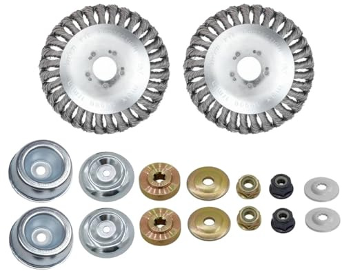 2X Trade-Shop Entrostender Stahldraht-Bürstenkopf Unkrautbürste 15cm x 2,54cm inkl. Adapter-Set kompatibel mit Stihl FS55 FS56 FS80 FS85 FS90R FS100 F108