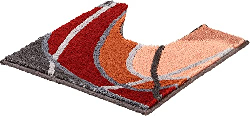 REDBEST WC-Umrandung mit Ausschnitt Lynn - rutschhemmend, Flauschiger Flor, pflegeleicht, für Fußbodenheizung geeignet - Terra Größe 50x50 cm