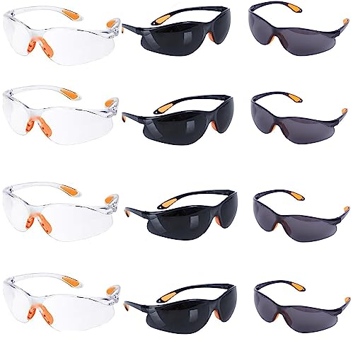 12 Stücke in 3 Farben Schutzbrille,Arbeitsschutzbrille für Brillenträger, Schutzbrille für die Arbeit für Brille, Geeignet für Schweißarbeiten, Arbeitsschutz, Experimente, Radsport, usw