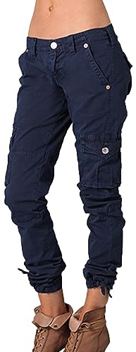 Pantaloni da jogging cargo da donna a vita bassa multitasche da combattimento casual Activewear pantaloni elasticizzati con coulisse con risvolto gamba dritta pantaloni da lavoro pantaloni di