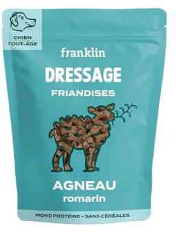 FRANKLIN – Friandises pour Chien Dressage – Spéciales Éducation – Riche en Agneau – sans Céréales – Peu Calorique – Fermeture Intégrée – Sachet Recyclable - 150 g