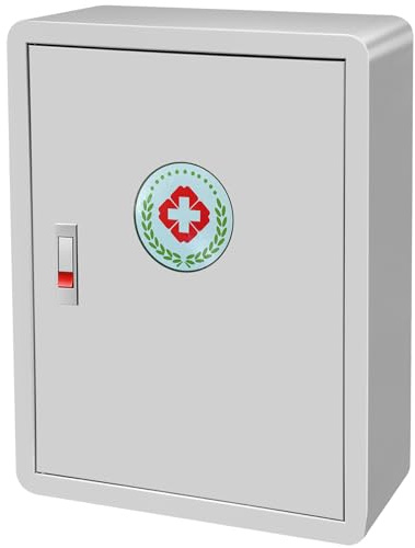 LJJJXXX Wall-Mounted Medicine Cabinet, Large Latching First Aid Cabinet for Safe Storage of Medications, First Aid Kit for Home, Bathroom, Office, School, 16.5 x 6.6 x 21.5 Inch (Gray)