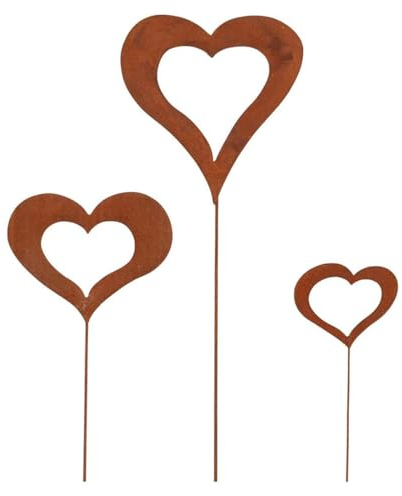 Tomedeks 3 Pièces Décorations De Jardin en Forme De Cœur, Décoration Extérieure en Métal Rouillé, Résistant Aux Intempéries,Décoration De Jardin Cadeau pour Petite Amie, Mariage, Fête des Mères