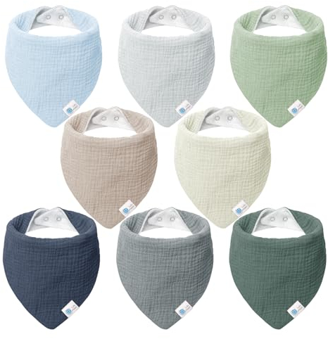 lulumoon Sabberlätzchen Baby Musselin Dreieckstuch Baby für Junge und Mädchen (8 Stück, Strand)