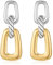 LILIE&WHITE Two-Tone Chain Link Earrings – Stylish Gold and Silver Mixed Design, Durable and Tarnish-Resistant, Hypoallergenic, Fashion Accessory Gift for Women
