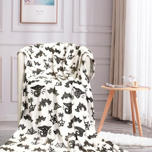 Yeqivo Kuscheldecke, Leuchten im Dunkeln Kinderdecke, Fleecedecke Weiche Flauschig, Babydecke Warme Kuschelig, Sofadecke Superweiche Weiche Flanelldecken (Fledermaus,130 * 150CM)