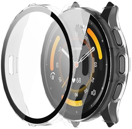 YAODLE Kompatibel med GARMIN Venu 3 fodral med 9H härdat glas skärmskydd, full täckning ultratunn PC-skyddsdämpare (genomskinlig)