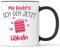 Tasse mit Spruch Mir reichts - Ich geh Häkeln Becher Hobby Stricken Nähen - lustiges Geschenk - Kaffeebecher als Geschenkidee - Kaffeetasse 330ml - Weiss-Schwarz
