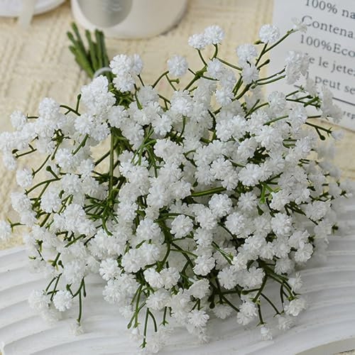 6 Pcs Artificial Flowers, Faux Flowers Real Touch Gypsophila Artificial Flowers Fake Flowers Babys Breath Bouquets for Wedding, Party, Diy Floral Arrangements, Home Decoration, Table Centerpieces