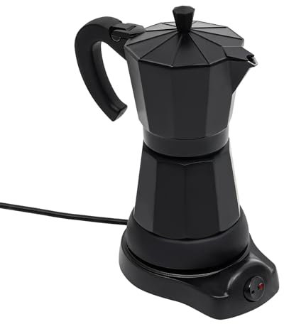 Amrgtucf Cafetera Moka Eléctrica Con Base, 480 W, 280 ml, Extraíble, 18 x 10 x 23 Cm, Negra