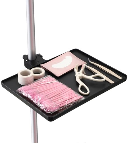 ELLDOO Lash Tray Holder, 10.6 x 8 inch Adjustable Eyelash Extension Supplies Organizer, Black Plastic Lash Tech Essentials Storage Stand for Salon and Home