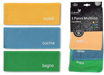 LifeChic Set Panni Microfibra Multiuso 30x30 cm (1 Confezione da 3 Panni) – Pulizia Casa, Cucina e Bagno, Multicolore