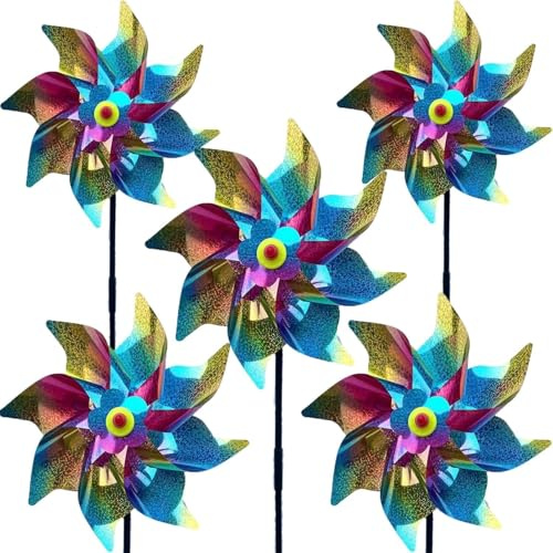 5 PCS Windmills for Garden Set, Bird Scarers for Gardens Set, Bird Deterrent Set, Bird Scarer Set for Protection of Garden Crops, Fruits, Flowers, Lawns