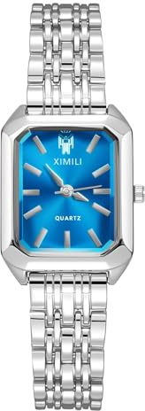 OFFCUP Reloj Analógico para Mujer de Cuarzo con Correa en Acero Inoxidable, 32mm Clásico Relojes Cuadrado para Mujer, Reloj de Pulsera de Moda para Damas y Niñas, 3 Manecillas