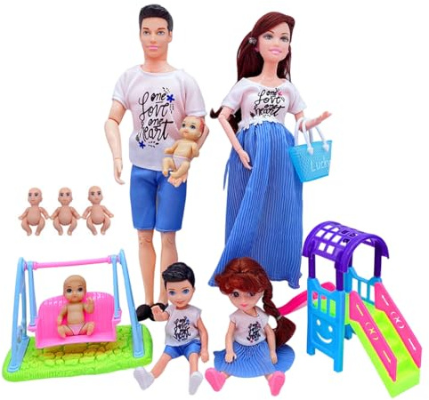 1 set bambola incinta bambola incinta con articolazioni mobili da 12 pollici con bambino nella pancia per giocattoli per bambini accessori per casa delle bambole per ragazze, set per famiglia