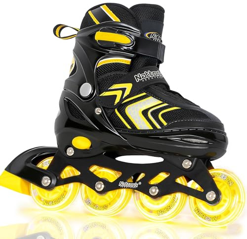 Nattork Kids Adjustable Inline Skates with Light Up Wheels, Roller Skates for Boys Girls Youth, for Boys & Girls Ages 4-16, Fun Birthday