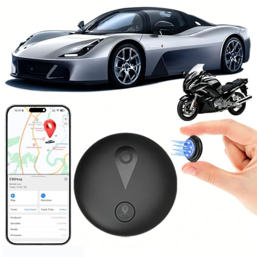 Traceur GPS Voiture,Tracker Voiture Magnétique,sans Abonnement,Compatible avec iOS et Android,GPS Tracker étanche Permet De Suivre en Temps pour Véhicules/Wagons/Vélo/Moto(Noir)